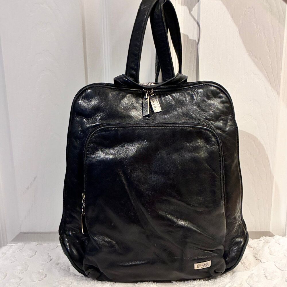 Pelle Studio Wilson's Leather Collab Black Leather Small Backpack